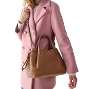 Model Wearing Kate Spade Dumpling Large Shoulder Bag - Warm Gingerbread KM155