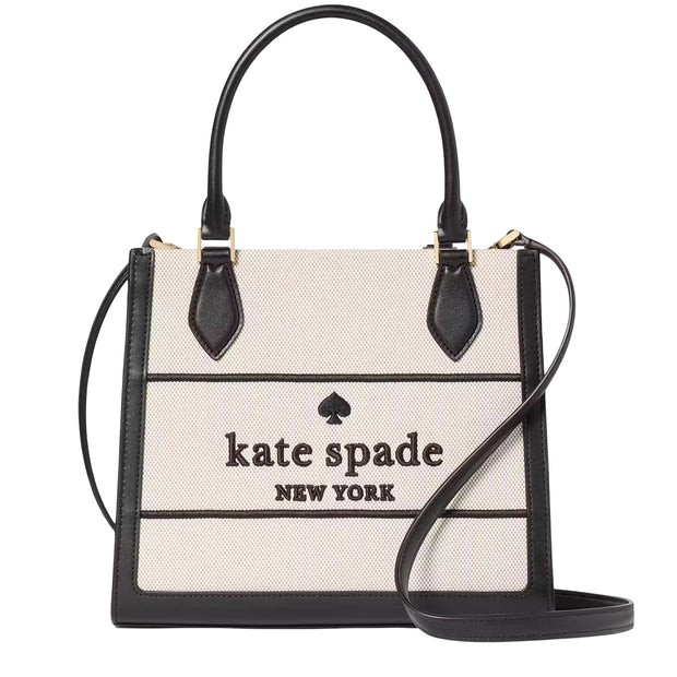 Front View of Kate Spade Ellie Canvas Small Tote Bag - Black Multi KK098