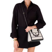 Model Wearing Kate Spade Ellie Canvas Small Tote Bag - Black Multi KK098
