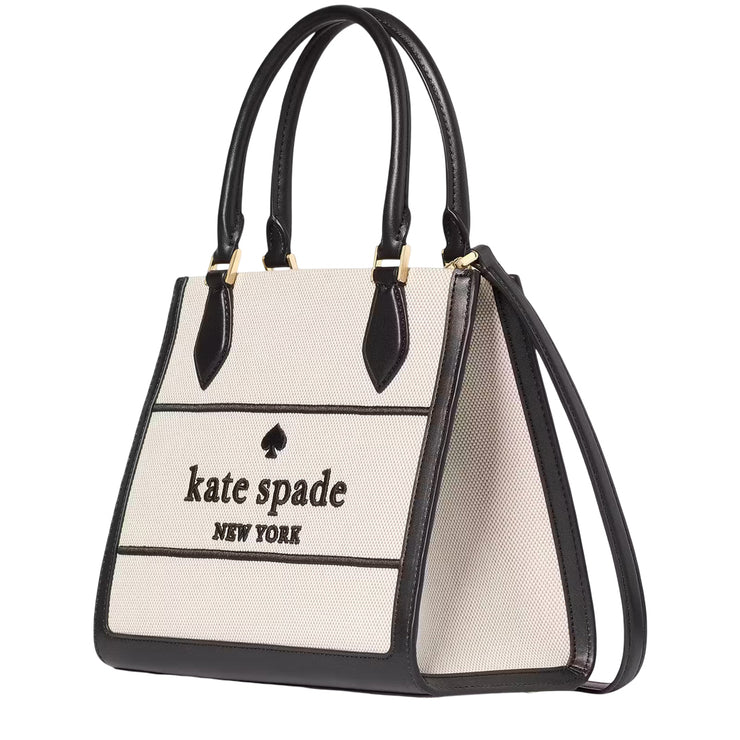 Side View of Kate Spade Ellie Canvas Small Tote Bag - Black Multi KK098