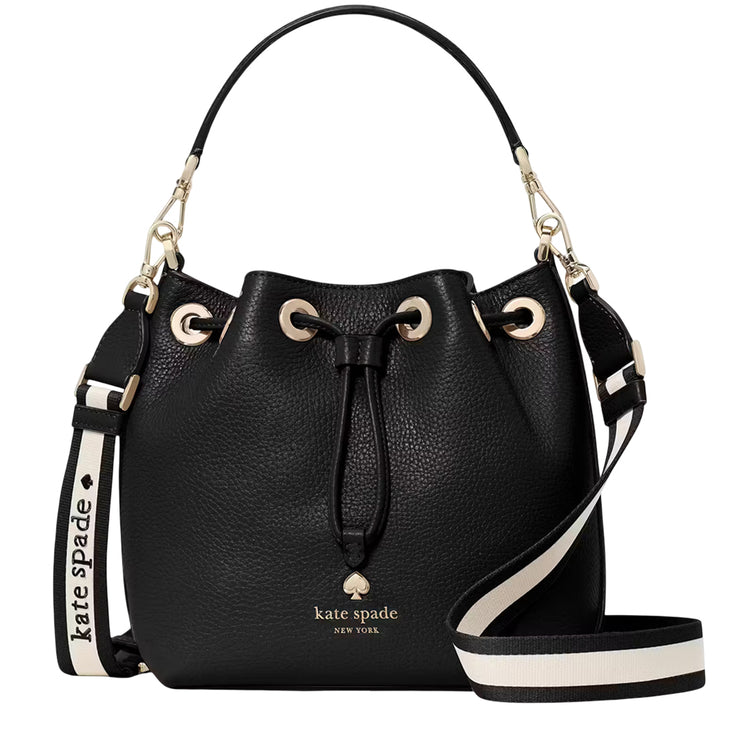 Front View of Kate Spade Emma Small Bucket Bag - Black KK071