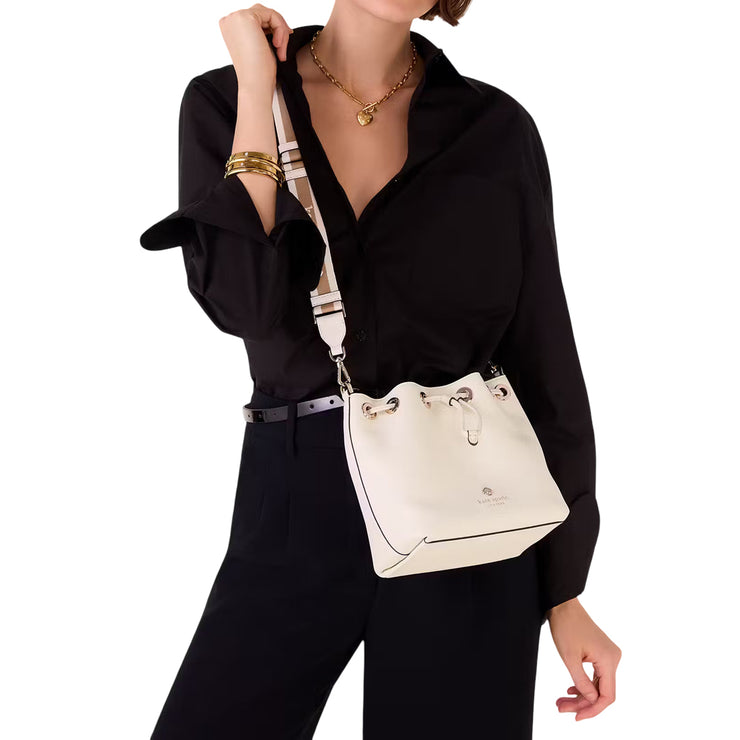 Model Wearing Kate Spade Emma Small Bucket Bag - Cozy Grey KK071