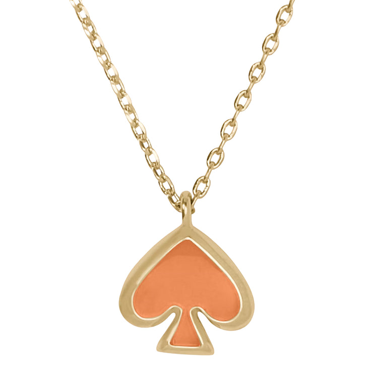 Front View of Kate Spade Everyday Spade Enamel Mini Pendant Necklace - Cayenne Pepper o0ru3073