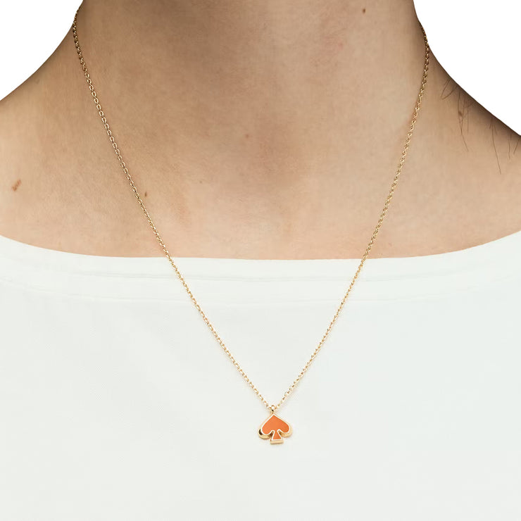 Model Wearing Kate Spade Everyday Spade Enamel Mini Pendant Necklace - Cayenne Pepper o0ru3073