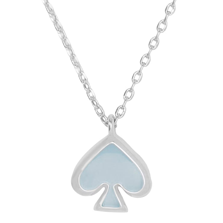 Front View of Kate Spade Everyday Spade Enamel Mini Pendant Necklace - Crisp Sky o0ru3073