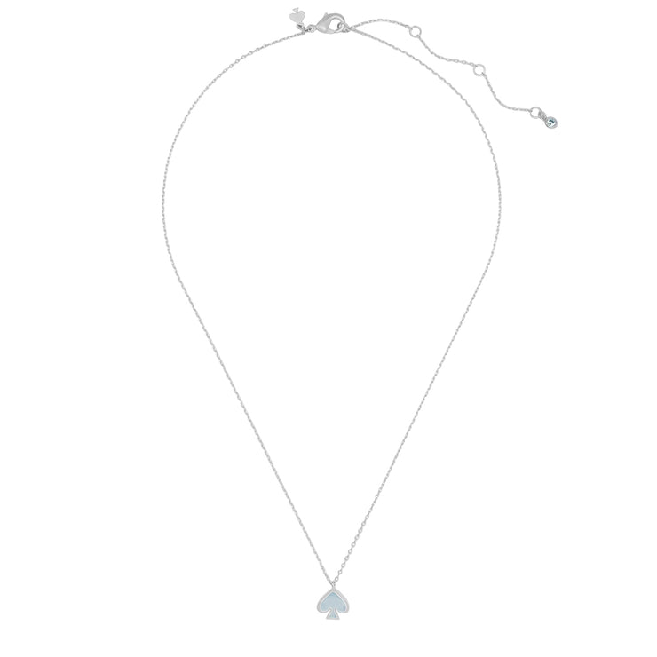 Front View of Kate Spade Everyday Spade Enamel Mini Pendant Necklace - Crisp Sky o0ru3073