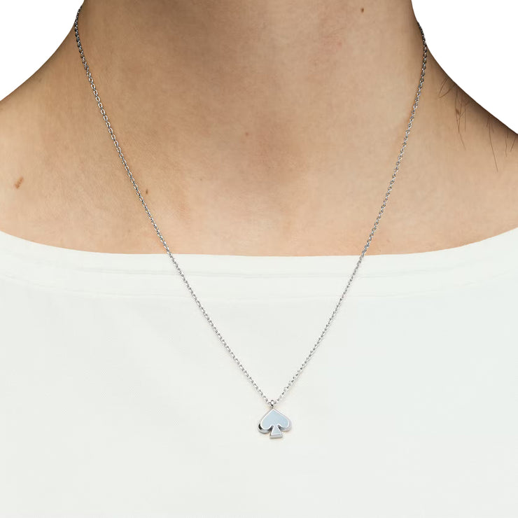 Model Wearing Kate Spade Everyday Spade Enamel Mini Pendant Necklace - Crisp Sky o0ru3073
