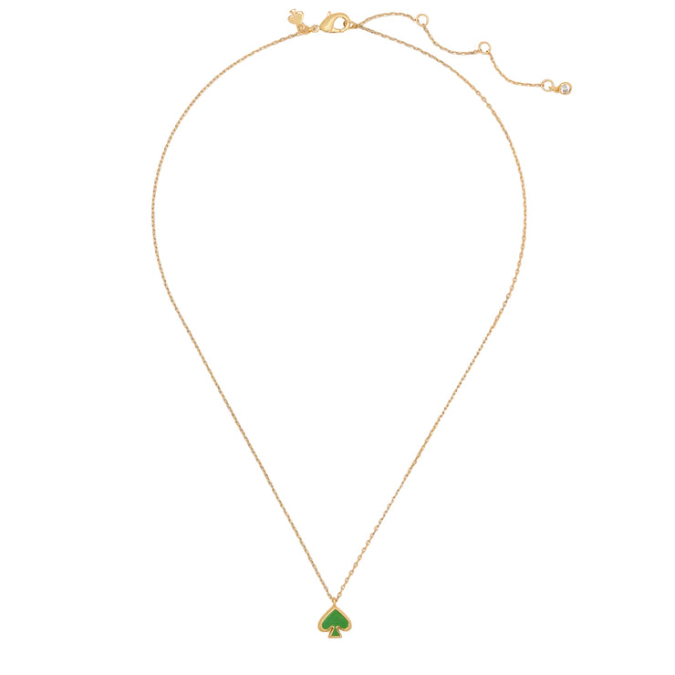 Front View of Kate Spade Everyday Spade Enamel Mini Pendant Necklace - KS Green o0ru3073