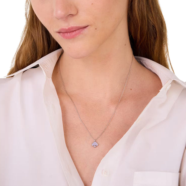 Model Wearing Kate Spade Everyday Spade Enamel Mini Pendant Necklace - Lilac O0RU3073