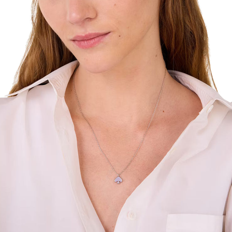 Model Wearing Kate Spade Everyday Spade Enamel Mini Pendant Necklace - Lilac O0RU3073