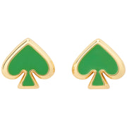 Front View of Kate Spade Everyday Spade Enamel Studs Earrings - KS Green o0ru3069