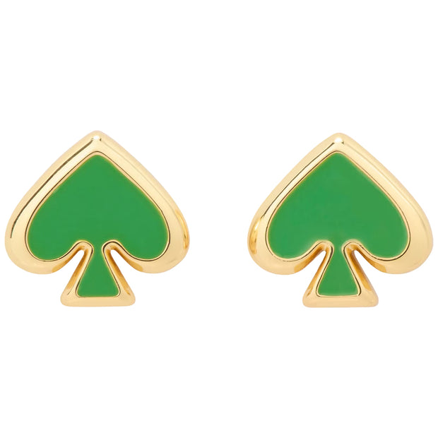 Front View of Kate Spade Everyday Spade Enamel Studs Earrings - KS Green o0ru3069