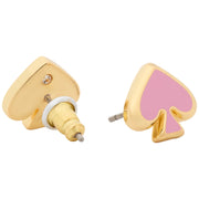 Side & Back View of Kate Spade Everyday Spade Enamel Studs Earrings - Surf Pink o0ru3069