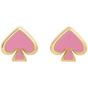 Front View of Kate Spade Everyday Spade Enamel Studs Earrings - Surf Pink o0ru3069