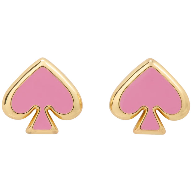 Front View of Kate Spade Everyday Spade Enamel Studs Earrings - Surf Pink o0ru3069