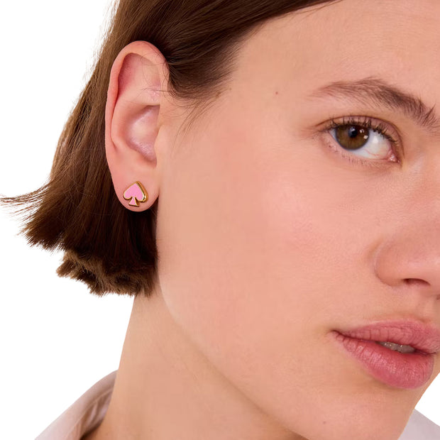 Women Wearing Kate Spade Everyday Spade Enamel Studs Earrings - Surf Pink o0ru3069