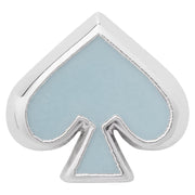 Closeup of Kate Spade Everyday Spade Enamel Studs Earrings - Crisp Sky O0RU3069