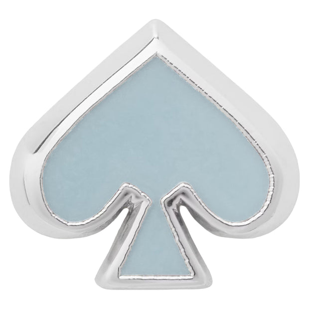 Closeup of Kate Spade Everyday Spade Enamel Studs Earrings - Crisp Sky O0RU3069