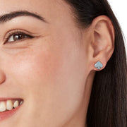 Model Wearing Kate Spade Everyday Spade Enamel Studs Earrings - Crisp Sky O0RU3069