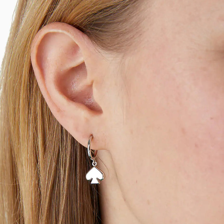 Kate Spade Everyday Spade Metal Huggies Earrings in Silver kb454
