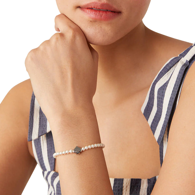 Kate Spade Everyday Spade Slider Bracelet in Cream/ Silver kc773