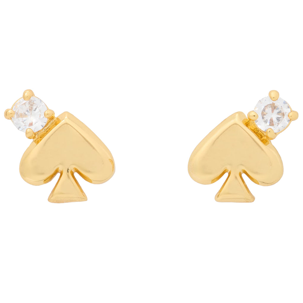 Kate Spade Everyday Spade Stone Studs Earrings in Clear/ Gold KK008