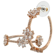 Front View of Kate Spade Gleaming Gardenia Flower Hoops Earrings in Clear/ Rose Gold o0ru3138