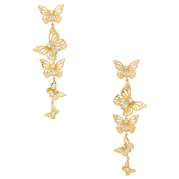 Kate Spade Gold Butterfly Earrings in Clear/ Gold kc759