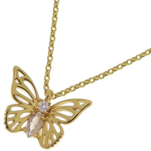 Kate Spade Gold Butterfly Mini Pendant Necklace in Clear/ Gold kc758