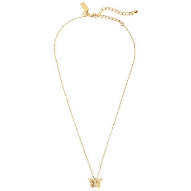 Kate Spade Gold Butterfly Mini Pendant Necklace in Clear/ Gold kc758