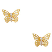 Kate Spade Gold Butterfly Studs Earrings in Clear/ Gold kc760