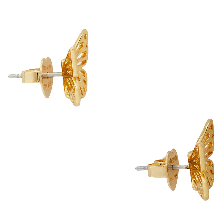 Kate Spade Gold Butterfly Studs Earrings in Clear/ Gold kc760