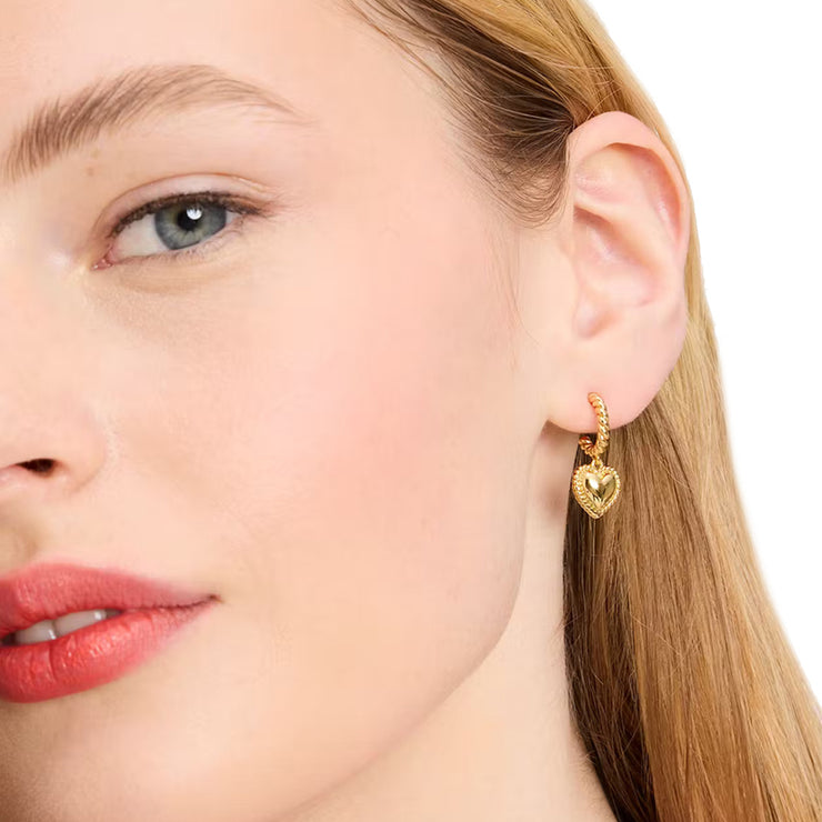 Model Wearing Kate Spade Golden Hour Huggies Earrings - Gold KG277