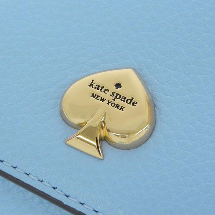Closeup of Kate Spade Kayla Small L-Zip Wallet - Montauk Blue KK056
