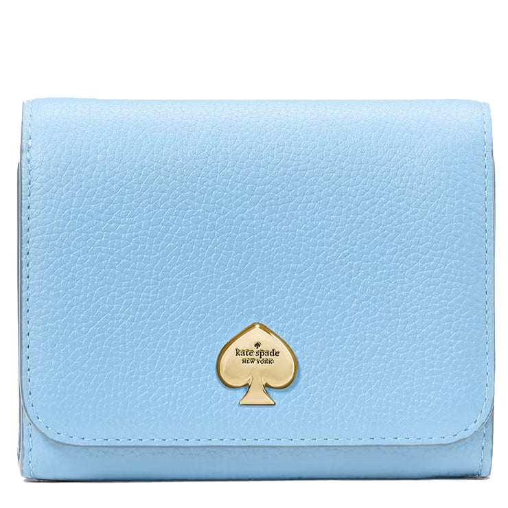 Front View of Kate Spade Kayla Small L-Zip Wallet - Montauk Blue KK056