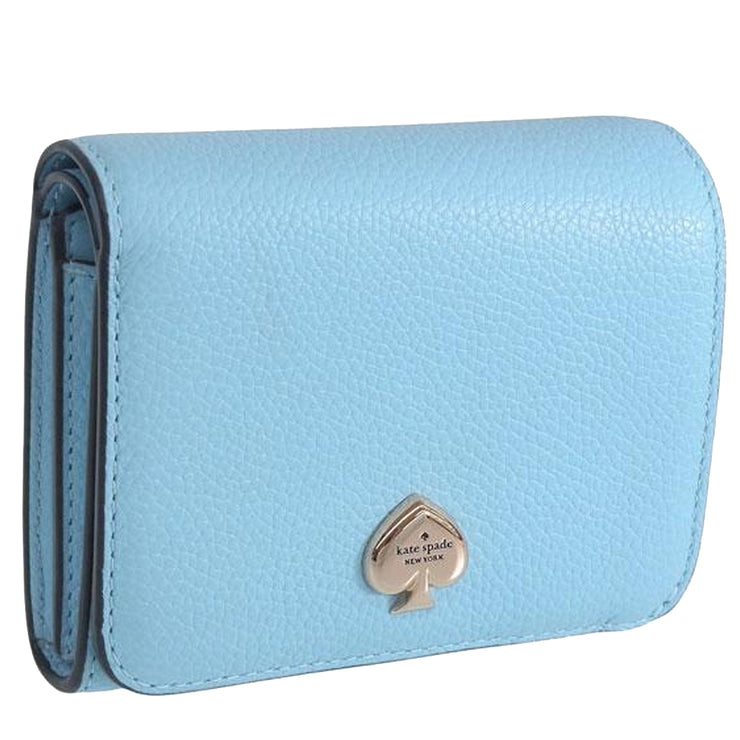 Side View of Kate Spade Kayla Small L-Zip Wallet - Montauk Blue KK056