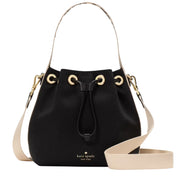 Front View of Kate Spade Kip Canvas Bucket Bag - Black KL048