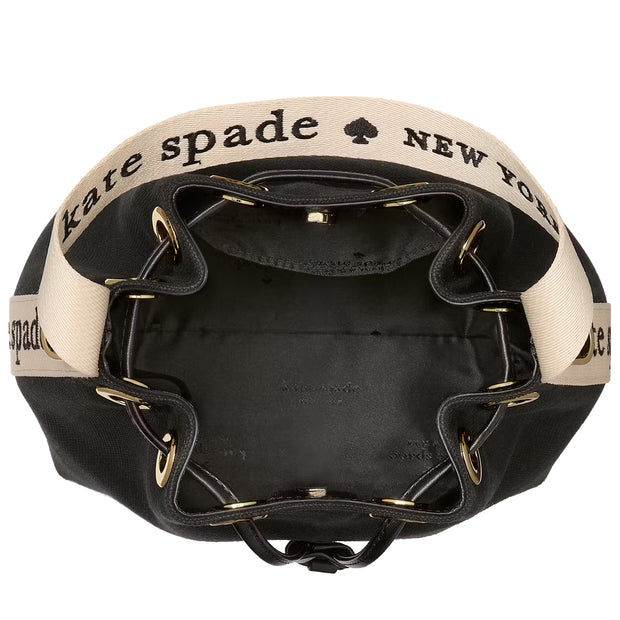Interior View of Kate Spade Kip Canvas Bucket Bag - Black KL048