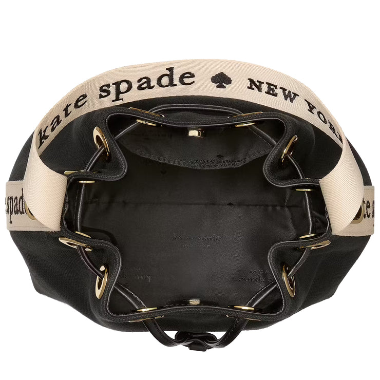 Interior View of Kate Spade Kip Canvas Bucket Bag - Black KL048