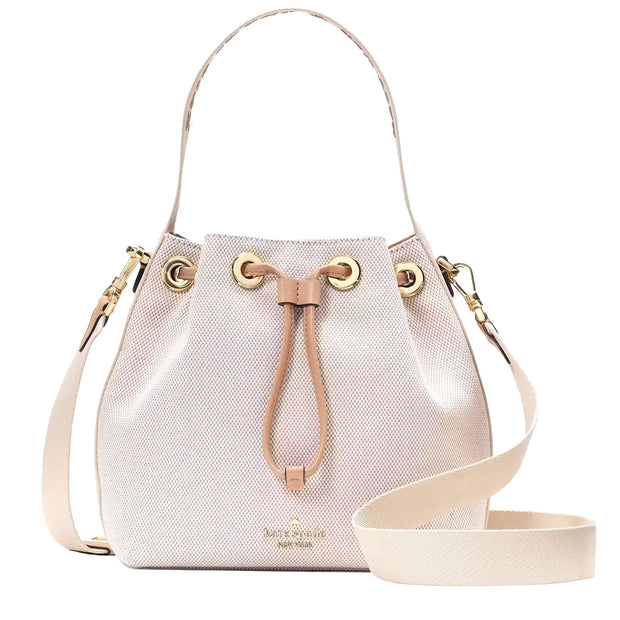 Front View of Kate Spade Kip Canvas Bucket Bag - Light Fawn Multi KL048
