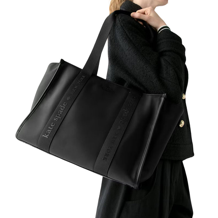 Model Wearing Kate Spade Kip Nylon Large Tote Bag - Black KL934
