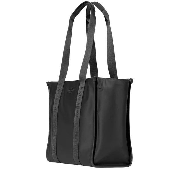 Side View of Kate Spade Kip Nylon Large Tote Bag - Black KL934