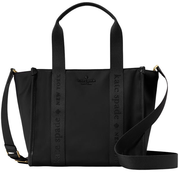 Front View of Kate Spade Kip Nylon Small Tote Bag - Black KL926