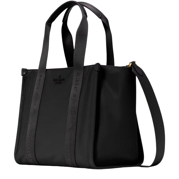 Side View of Kate Spade Kip Nylon Small Tote Bag - Black KL926