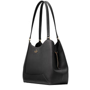 Side View of Kate Spade Lena Triple Compartment Shoulder Bag - Black KH435