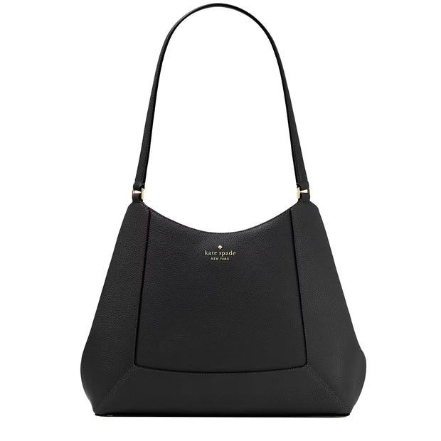 Front View of Kate Spade Lena Triple Compartment Shoulder Bag - Black KH435