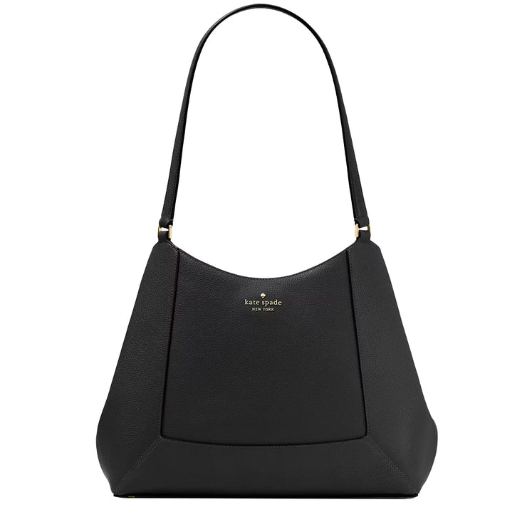 Front View of Kate Spade Lena Triple Compartment Shoulder Bag - Black KH435