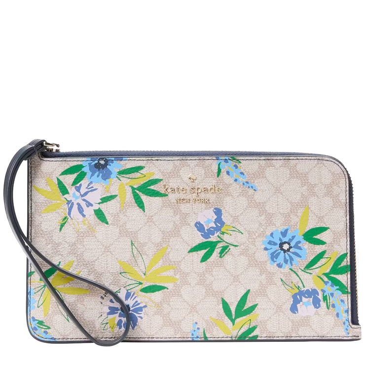 Buy Kate Spade Lucy Spade Flower Floral Medium L-Zip Wristlet in Blazer Blue Multi KK933 Online in Singapore | PinkOrchard.com