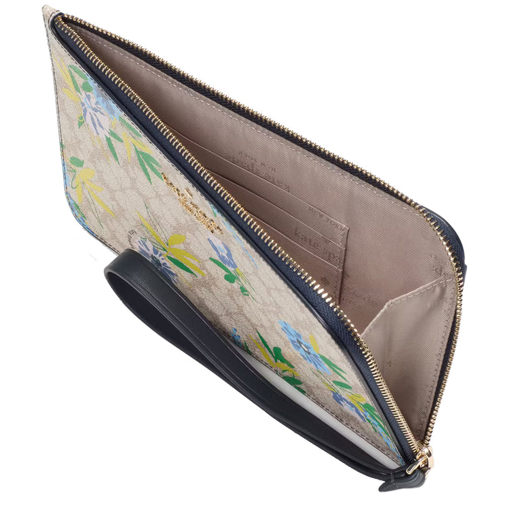 Buy Kate Spade Lucy Spade Flower Floral Medium L-Zip Wristlet in Blazer Blue Multi KK933 Online in Singapore | PinkOrchard.com