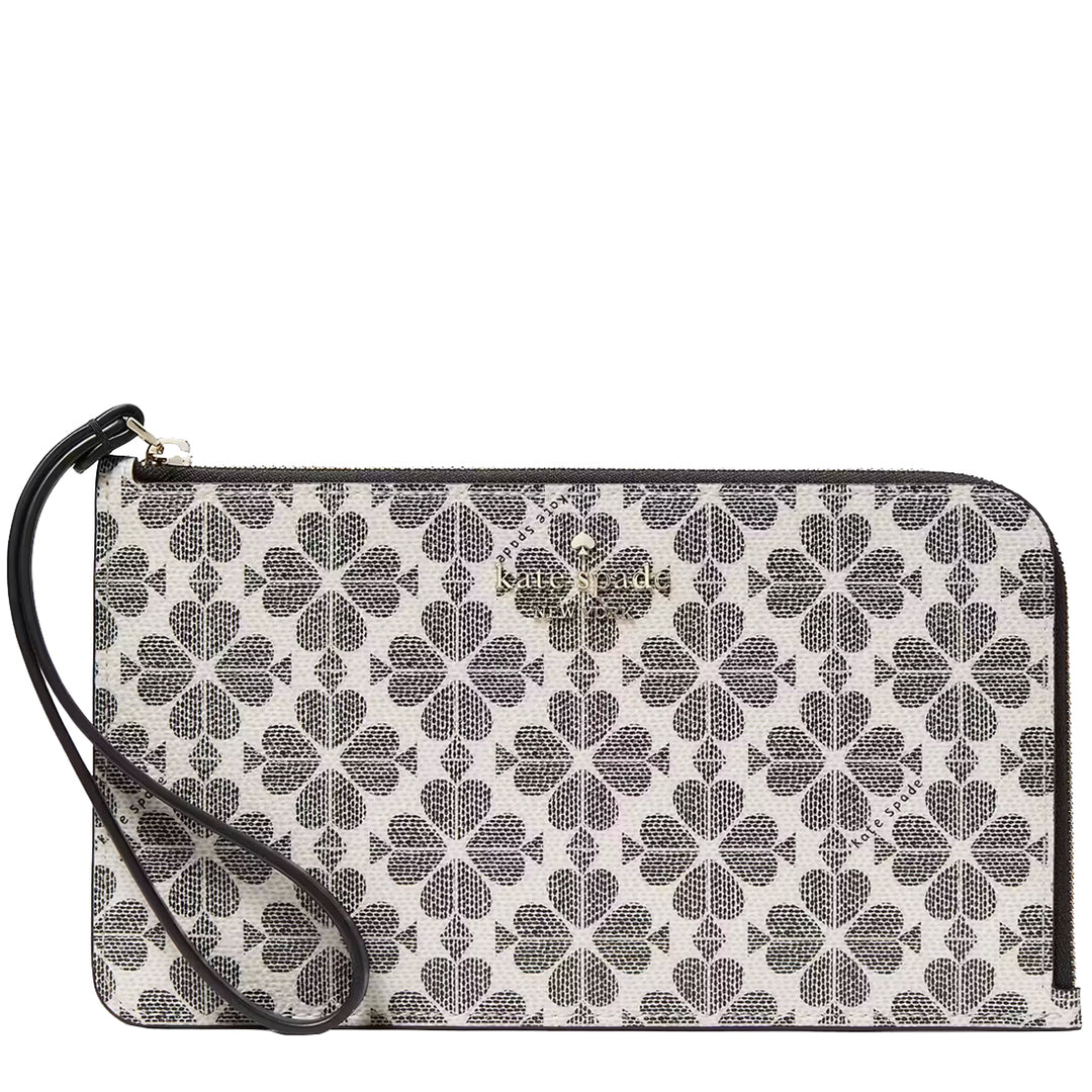 New！！sweet day Buy Kate Spade Lucy Spade Flower Medium L-Zip Wristlet in Black